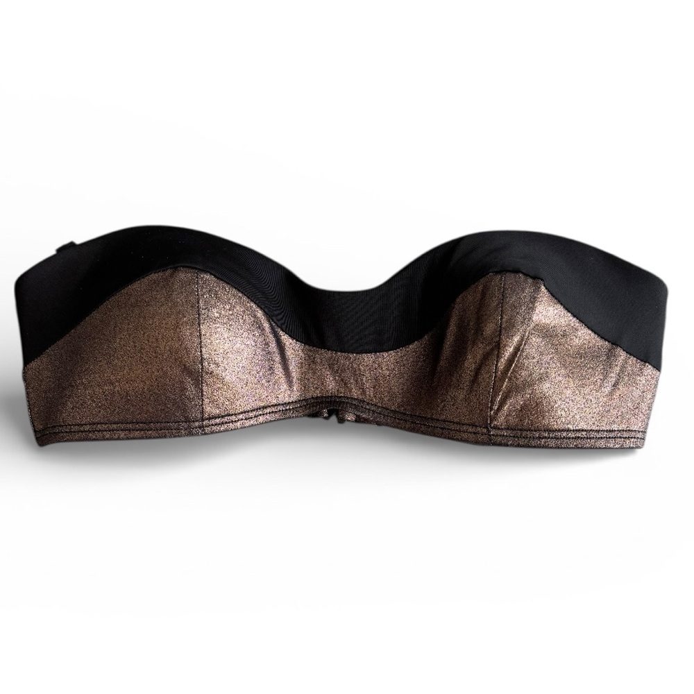 CA by Vitamin A Emma Bandeau in Jinx Metallic Bronze and Black, Size Small